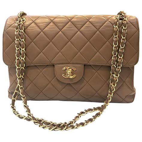 chanel brown leather handbag|chanel calfskin leather handbags.